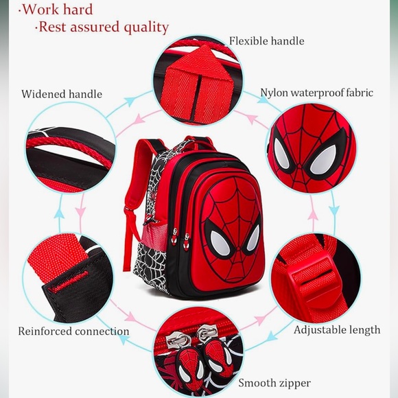 Backpack 3D Comic Backpack Kids bonus pencil case and keychain bundle Spider-Man - Picture 3 of 8